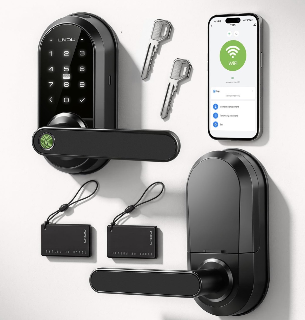 Smart Lock Keypad Door Lock with Handle, WiFi Keyless Entry Door Lock with Handle,Door Keypad Locks with Alexa &amp; Google Assistant,Voice Control &amp; APP Remote,Fingerprint,Key Fob,PIN Unlock,Auto Locking