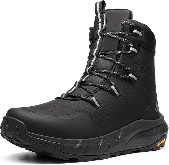 NORTIV 8 Men's Wide Winter Boots Grip on Snow Ice Insulated Waterproof Lightweight Comfortable Hiking Outdoor Boots Size: 9 Wide