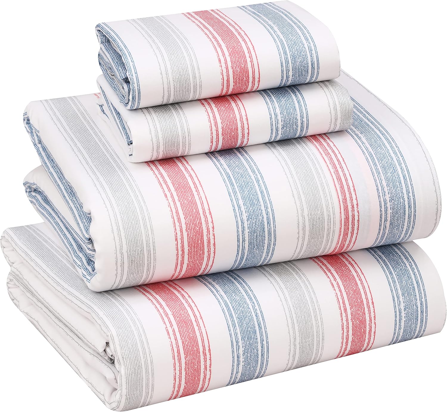 RUVANTI 100% Cotton Percale Sheets King Size – Crisp Cooling Bed Sheets for Hot Sleepers, Deep Pocket 16”, Soft Breathable &amp; Durable Hotel-Style 4 Piece Set, Times