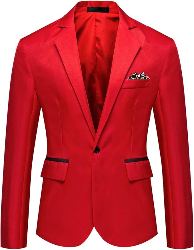 Men's Casual Suit Jacket Slim Fit One Button Notched Lapel Business Daily Lightweight Blazer Jacket SIZE XL