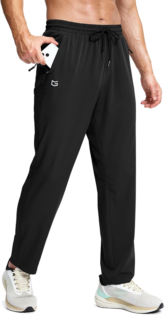 G Gradual Men's Lightweight Pants with 3 Zipper Pockets Athletic Workout Sweatpants Quick Dry Running Hiking Pants for Men Size 3xL