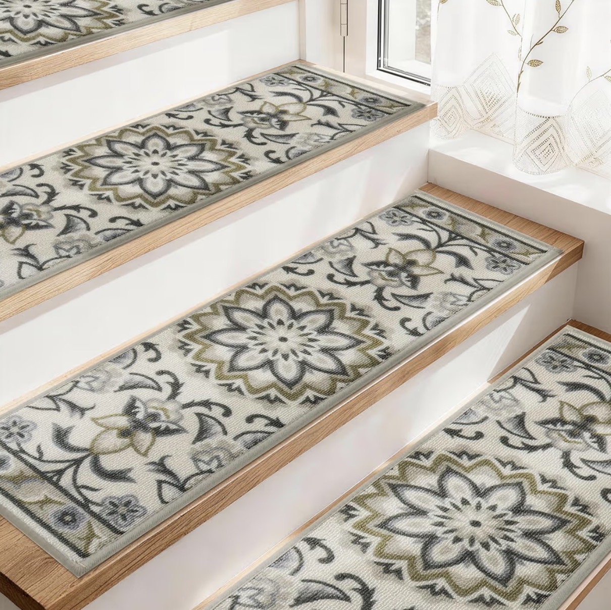 COSY HOMEER Stair Treads for Wooden Steps Non Slip Washable 8" X 30" 15pcs | Self Adhesive,Peel and Stick,Soft Carpet Stair Treads for Kids,Elder,Pet,Residue Free,Reusable Stair Runner,Multi-Surface Use